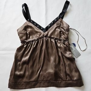 Y2K Limited Edition Silk Babydoll Empire Waist Beaded Fairy Tank Top